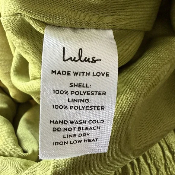 Lulu Chartreuse Green Faux Wrap Midi Dress Tie Back Size Medium D14100 - Picture 15 of 16